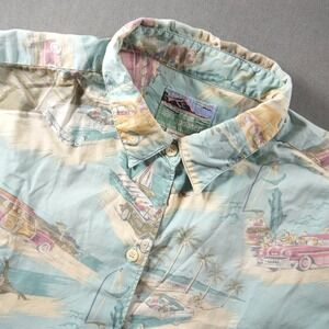 Vintage Reyn Spooner Cotton Classic Car Retro Womens Shirt S Aloha Hawaiian